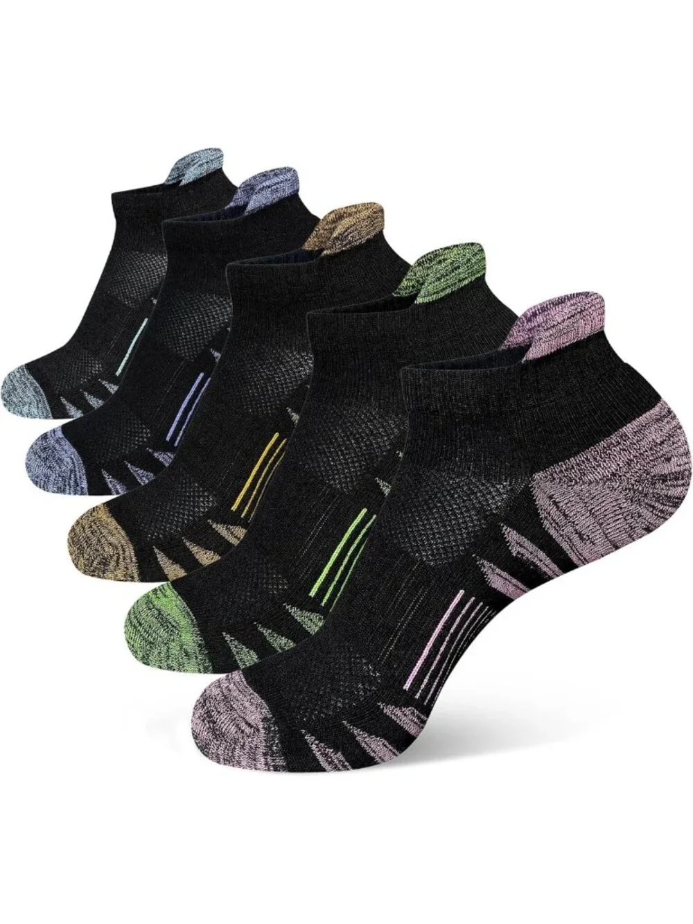 Cushioned Ankle Running Socks for Women - 5 Pairs, Anti-Blister Athletic Comfort